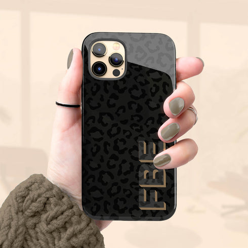 3D Custom Name Dark Leopard iPhone Case